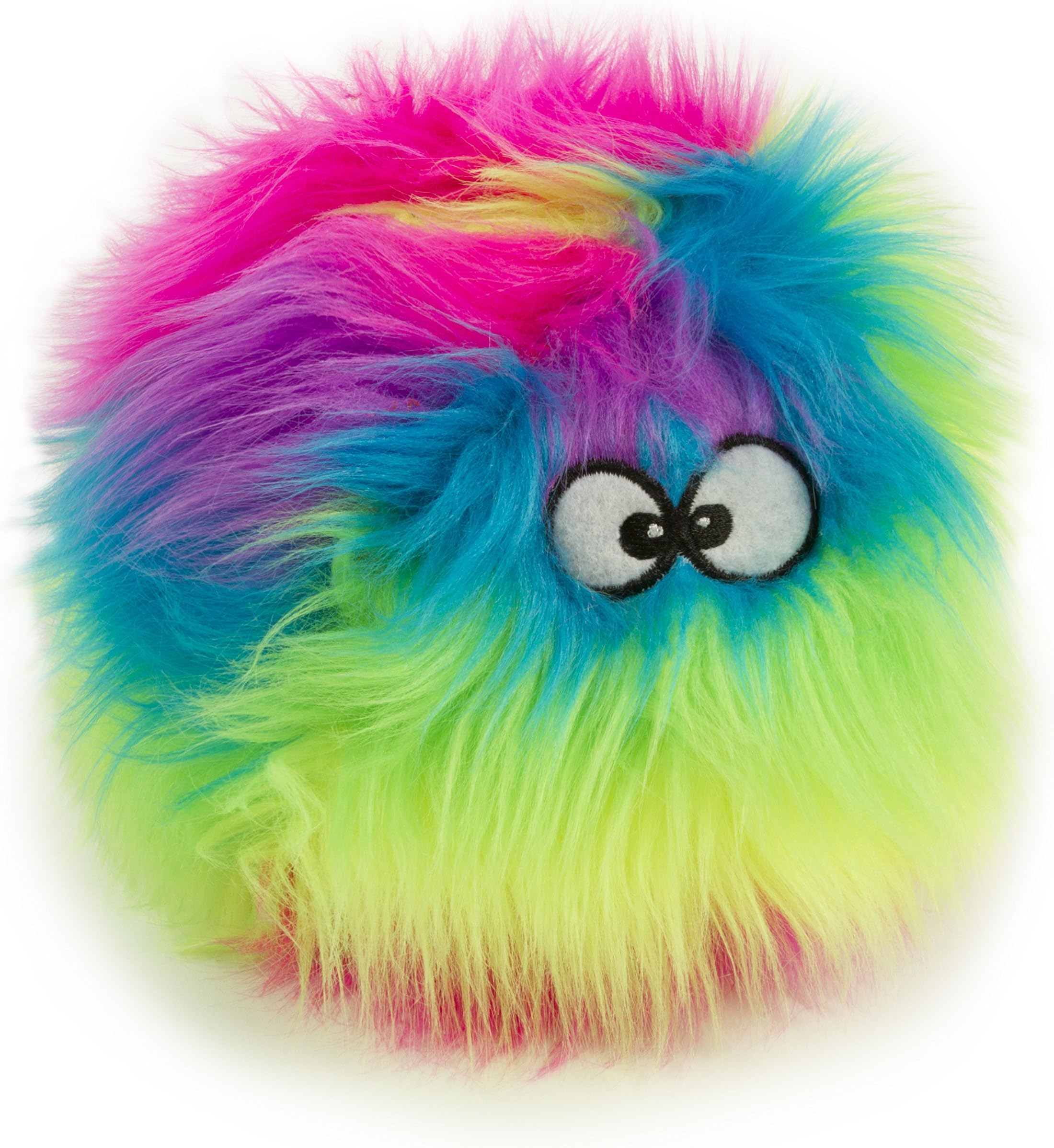goDog Furballz Squeaky Plush Ball Dog Toy, Chew Guard Technology - Rainbow, Medium