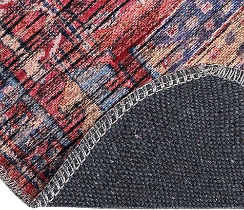 Miniatura 7 de Rugs.com Maahru Collection - Alfombra lavable, alfombra ovalada de pelo bajo de 4 x 6 pies, color rojo óxido, perfecta para salas de estar,