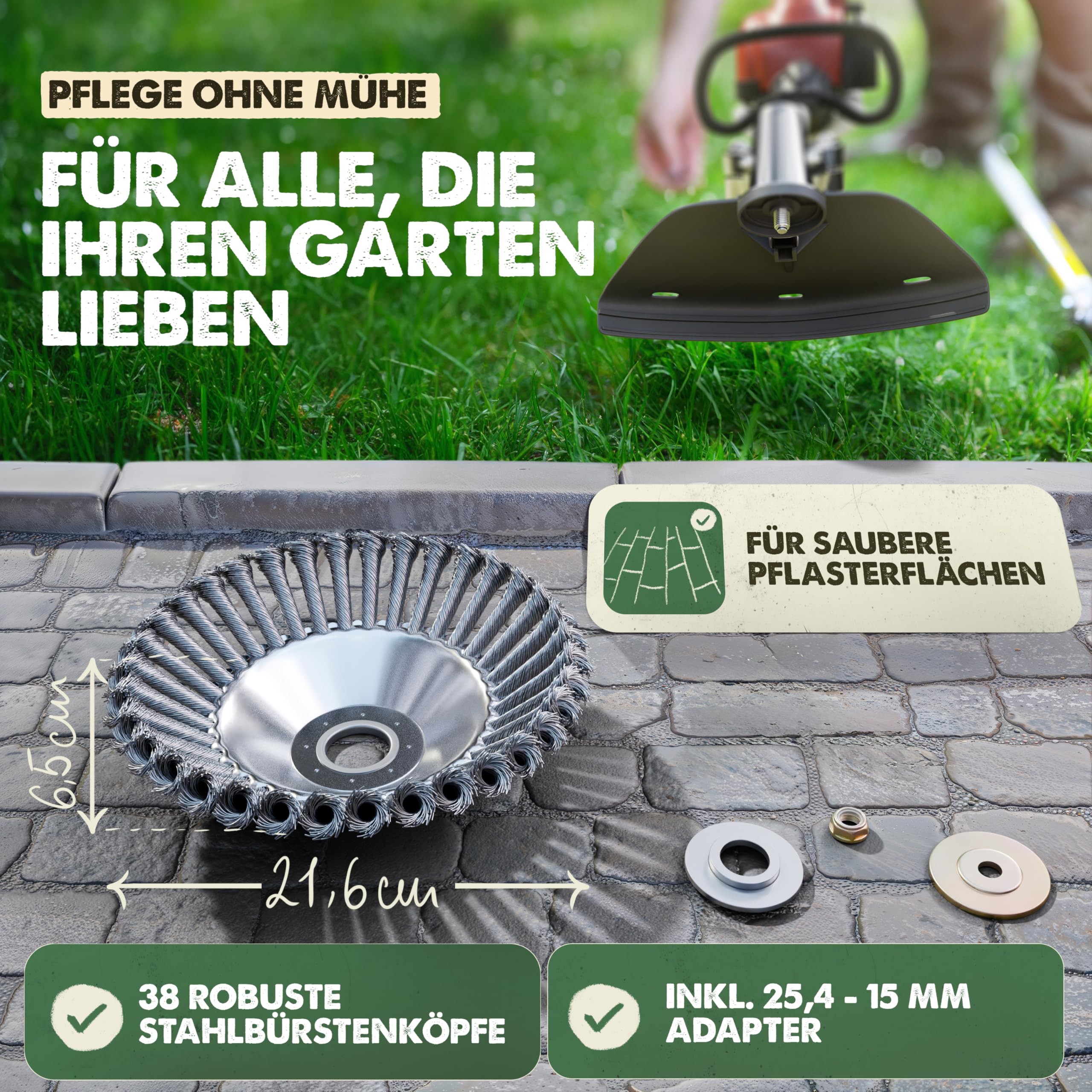 Unkrautbürste für Freischneider & Motorsense - Fugenreiniger, Unkraut Entferner Gerät, Fugenreiniger Garten, Fugenbürste Elektrisch, Freischneider Zubehör