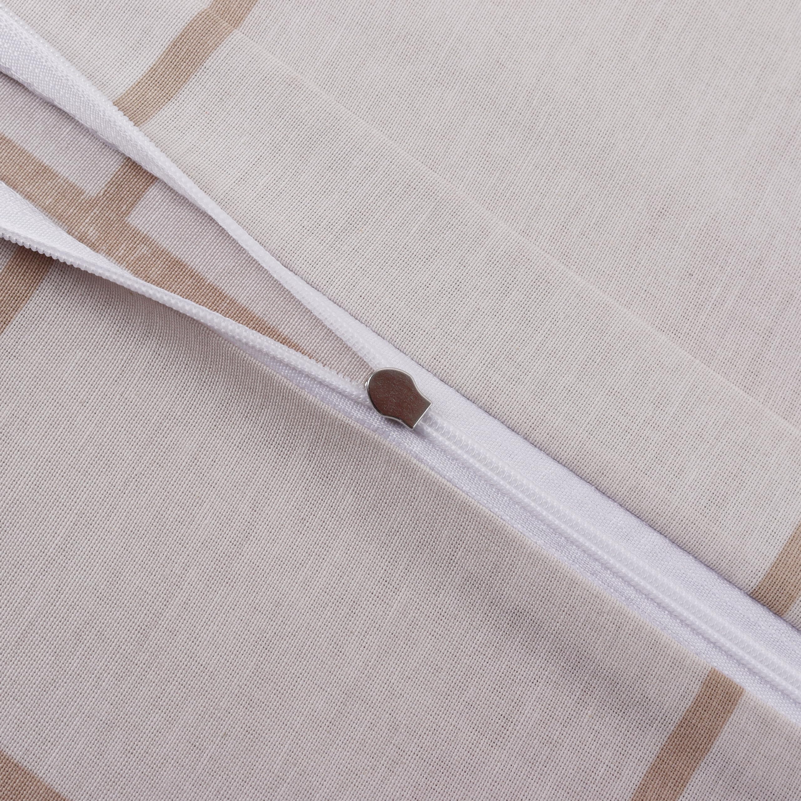 Vency Beddengoed 135 x 200 cm, 4-delig beige, Oeko-Tex 80% katoen en 20% polyester, 2 x dekbedovertrek met ritssluiting 2 x kussensloop 80 x 80 cm, envelopsluiting, Gridline model