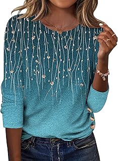 Floral Tunic Blouse with Button Decor - Long Sleeve Fall Fashion Top