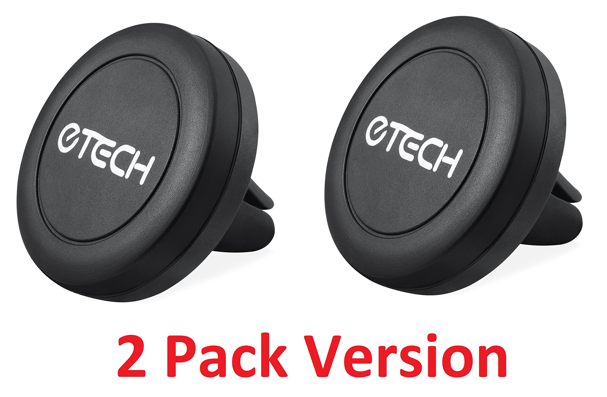 Magnetic Mount, eTECH [2 Pack] Universal Air Vent Magnetic Car Mount Phone Holder, for Cell Phones Like Apple iPhone/iPod/Samsung Galaxy Note, with Fast Swift-Snap Technology, with 4 Metal Plates