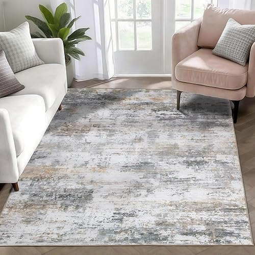 Miniatura 14 de WILLSUN Alfombras de área lavables, de 5 x 7, antideslizantes, bohemias, de gran área, para sala de estar, dormitorio, lavable a máquina, alfombra