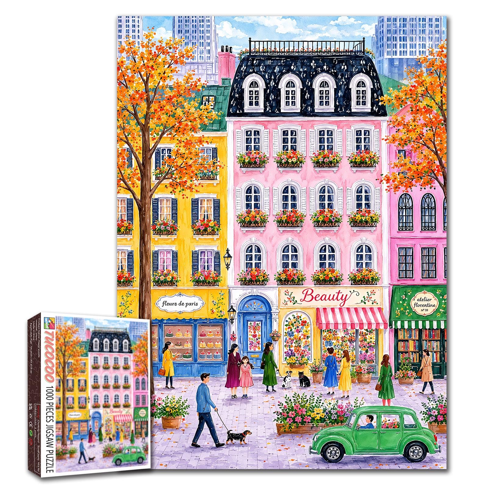 1000 Piece Jigsaw Puzzles for Adults Paris street Jigsaw Puzzle colorful cityscape 1000 Pieces Puzzles Game cozy town Decor DIY Craft Bedroom Decor Puzzle Art