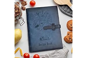 Personalized Recipe Book of 100% Genuine Leather - Recipe Binder for Keeping...