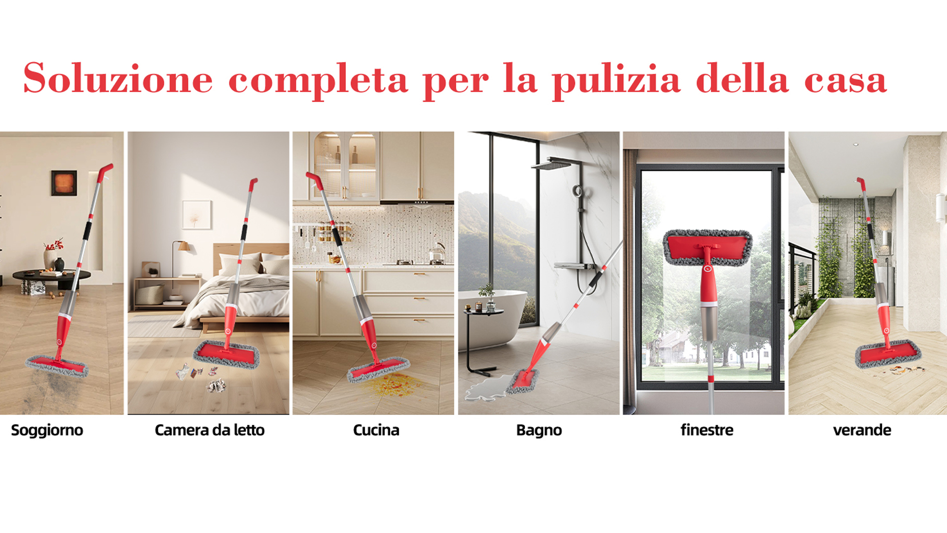 Anika 66049 Mocio Spray Con Panno In Microfibra - Ricaricabile 400ml, Per Pavimenti In Legno E Superfici Dure
