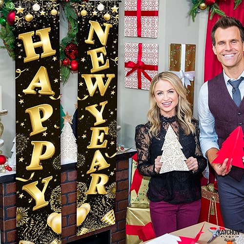 Miniatura 8 de KatchOn, XtraLarge - Cartel de feliz año nuevo para puerta – 72 x 12 pulgadas | Cartel de feliz año nuevo para decoraciones de Año Nuevo 2026 |