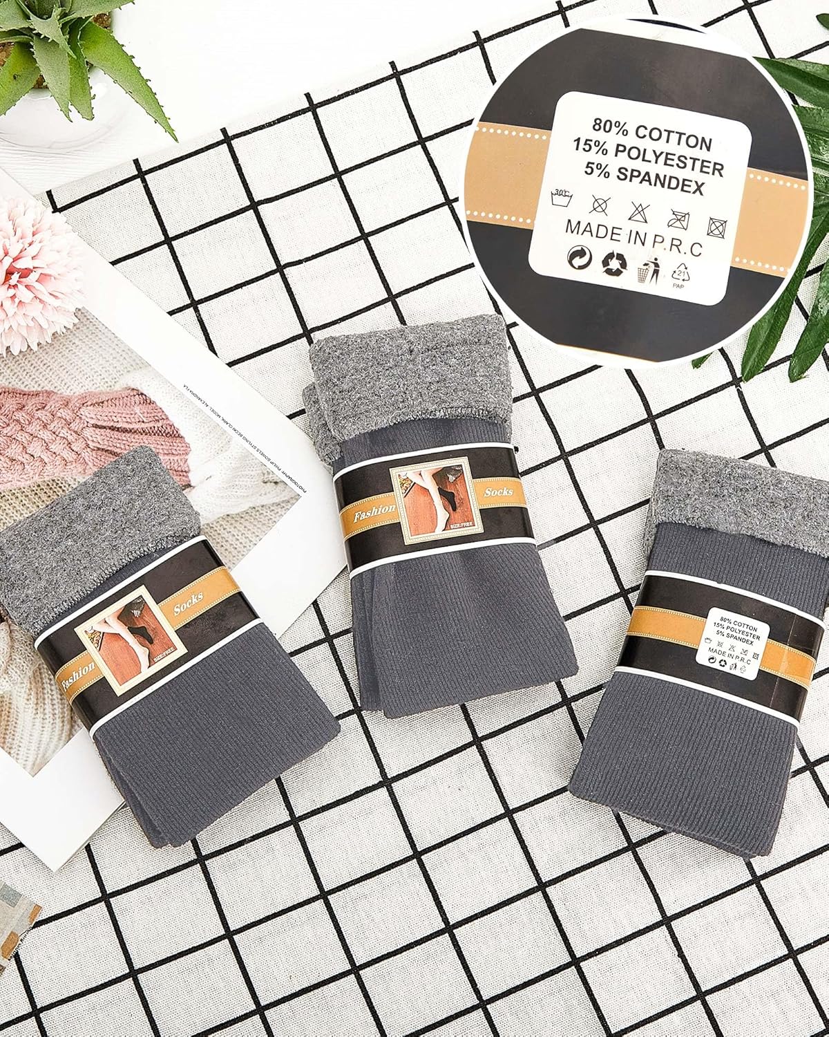 Henoyso 24 Pairs Thermal Socks Bulk Warm Thick Winter Unisex Medium Socks for Men Women Homeless Care Package - Image 5