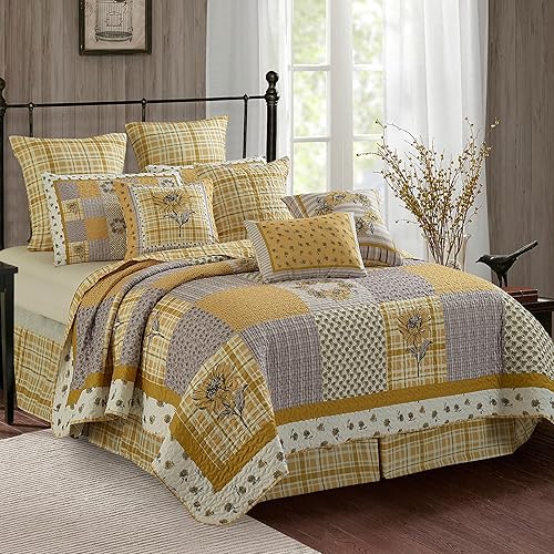 Miniatura 24 de Virah Bella Juego de ropa de cama King Lodge de 3 piezas, juego de edredón reversible rústico con fundas de almohada decorativas, panel familiar