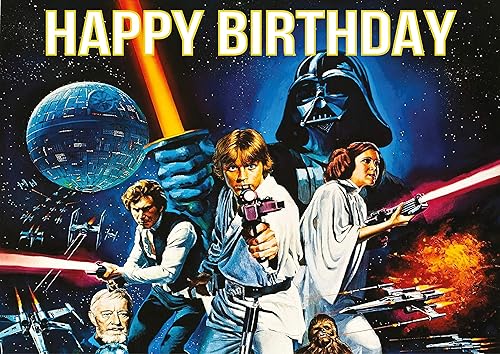 Decoración para tarta comestible de 8.7 x 11.8 in, diseño de Star Wars con temática de fiesta de cumpleaños