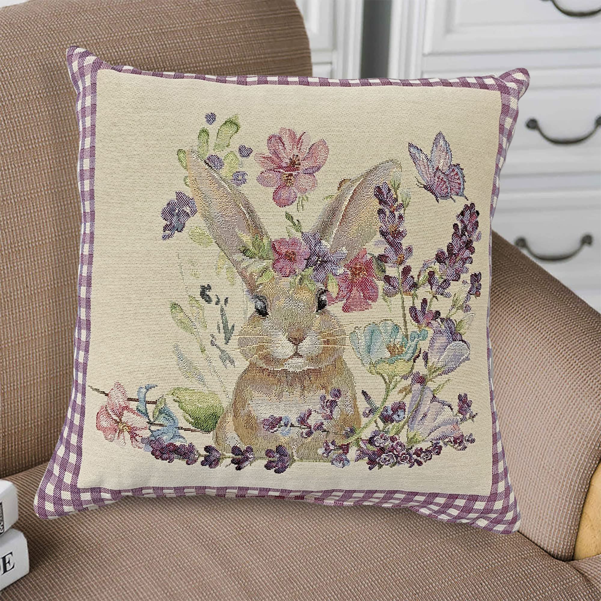 Set di 4 Pasqua Fodere per Cuscini, 45x45 Coniglietto in Macchina per