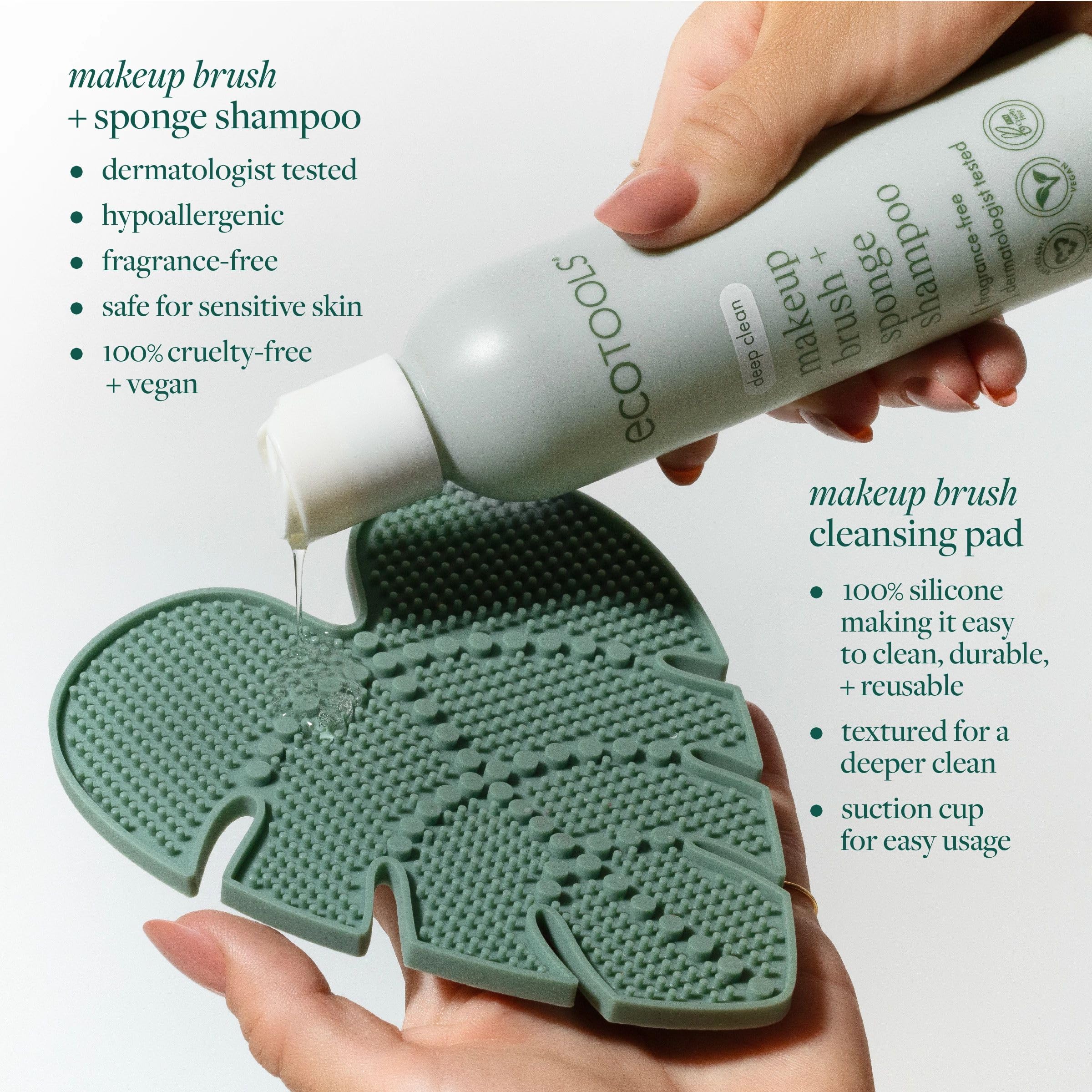 EcoTools Almohadilla de limpieza para brochas de maquillaje + paquete de champú de limpieza profunda, alfombrilla limpiadora de brochas y limpiador de brochas de maquillaje para herramientas de