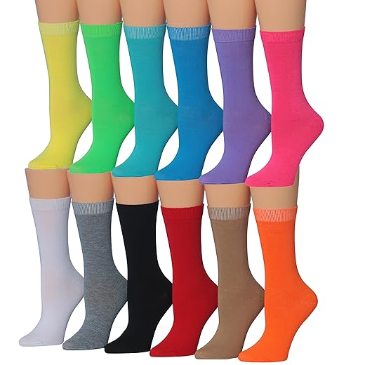 12 Pairs Colorful Patterned Crew Socks