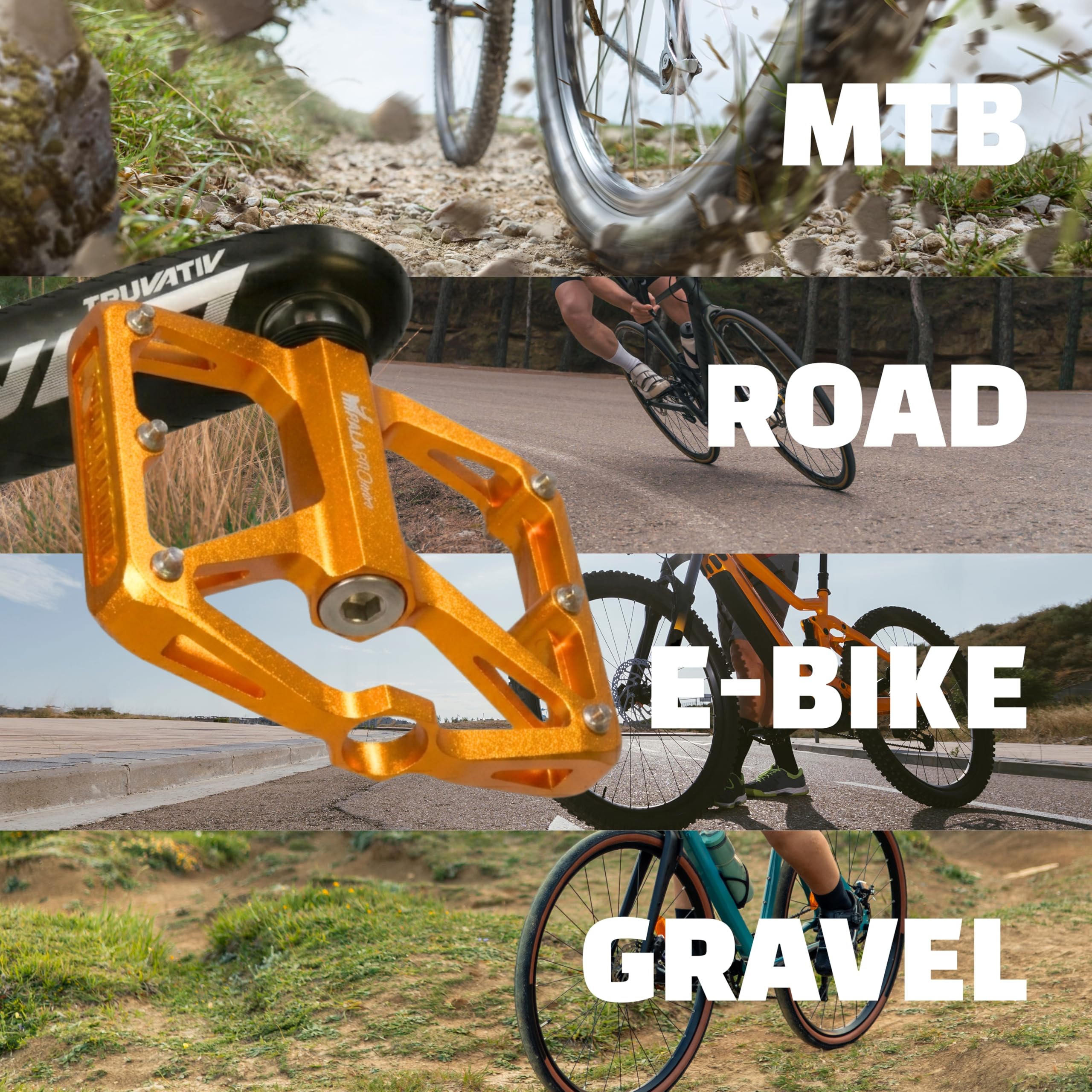 IMPALAPRO Pédales Plates Vélo en Aluminium CNC avec Réflecteurs Ultralégères 298 g – Pedale VTT Plateforme Moyenne 100×95 mm avec 12 Pins INOX Antidérapants