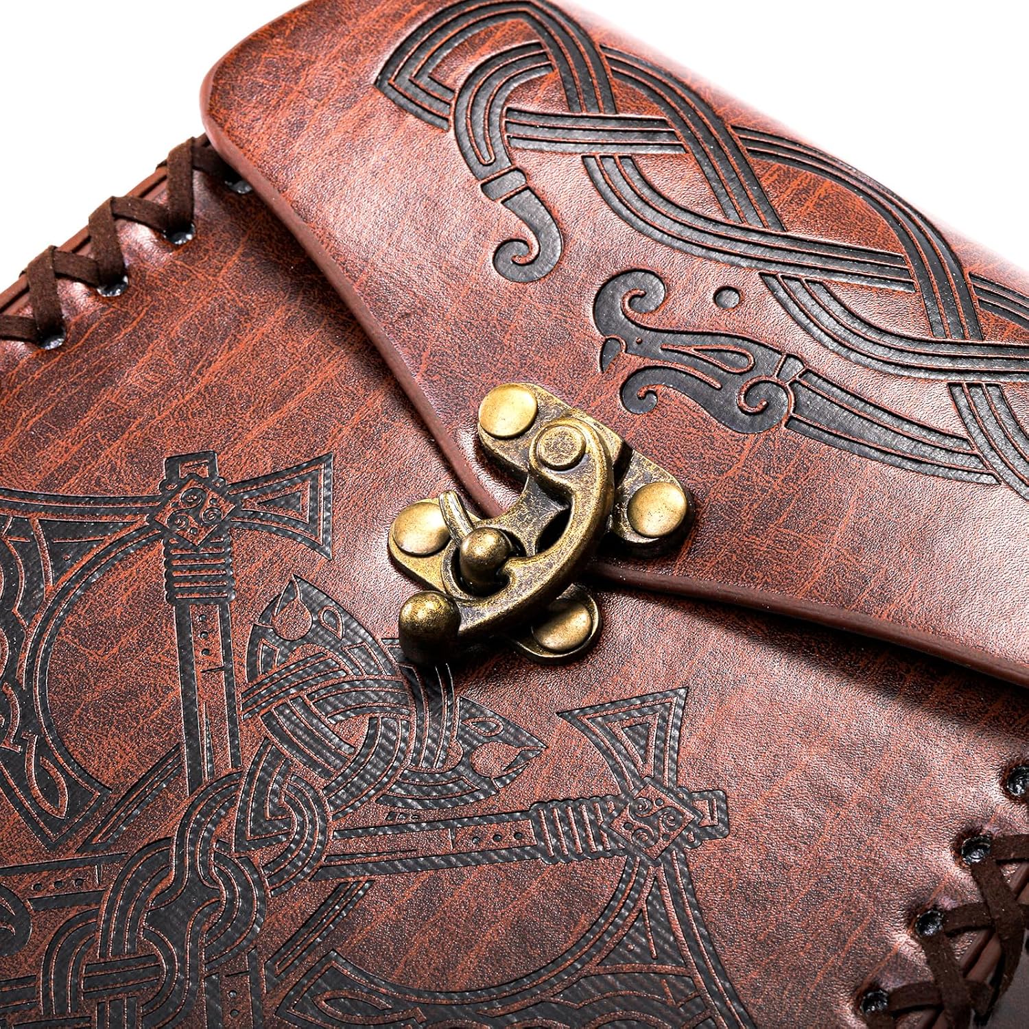 Nordic Embossed Belt Pouch, Medieval Faux Leather Side Pack, Retro Belt Bag, Vintage Portable Waist Bag, Renaissance Accessories for Halloween, Cosplay, Costume Party - Image 4