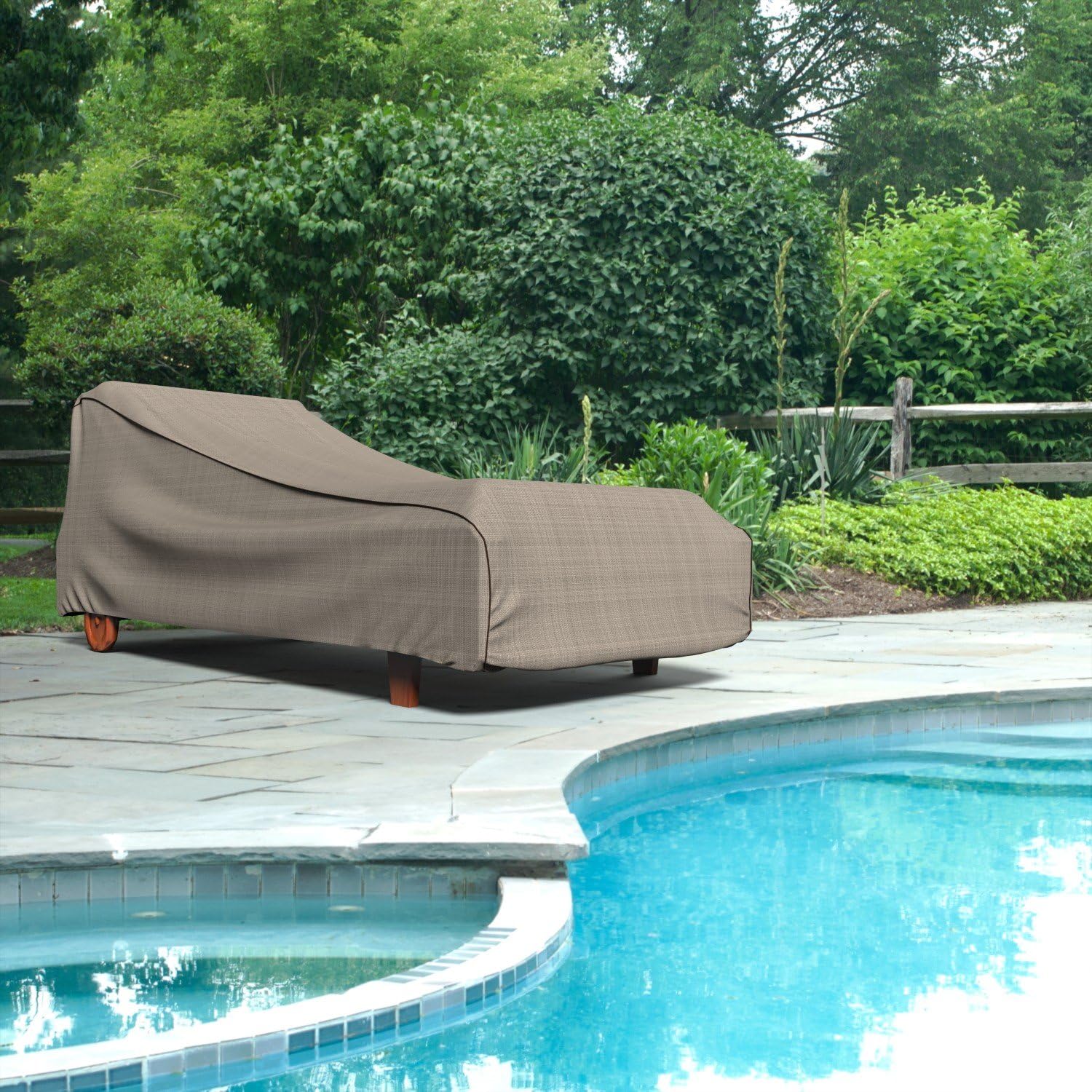 Budge P2A02PM1 English Garden Patio Chaise Lounge Chair Cover Heavy Duty and Waterproof, Medium, Tan Tweed : Everything Else