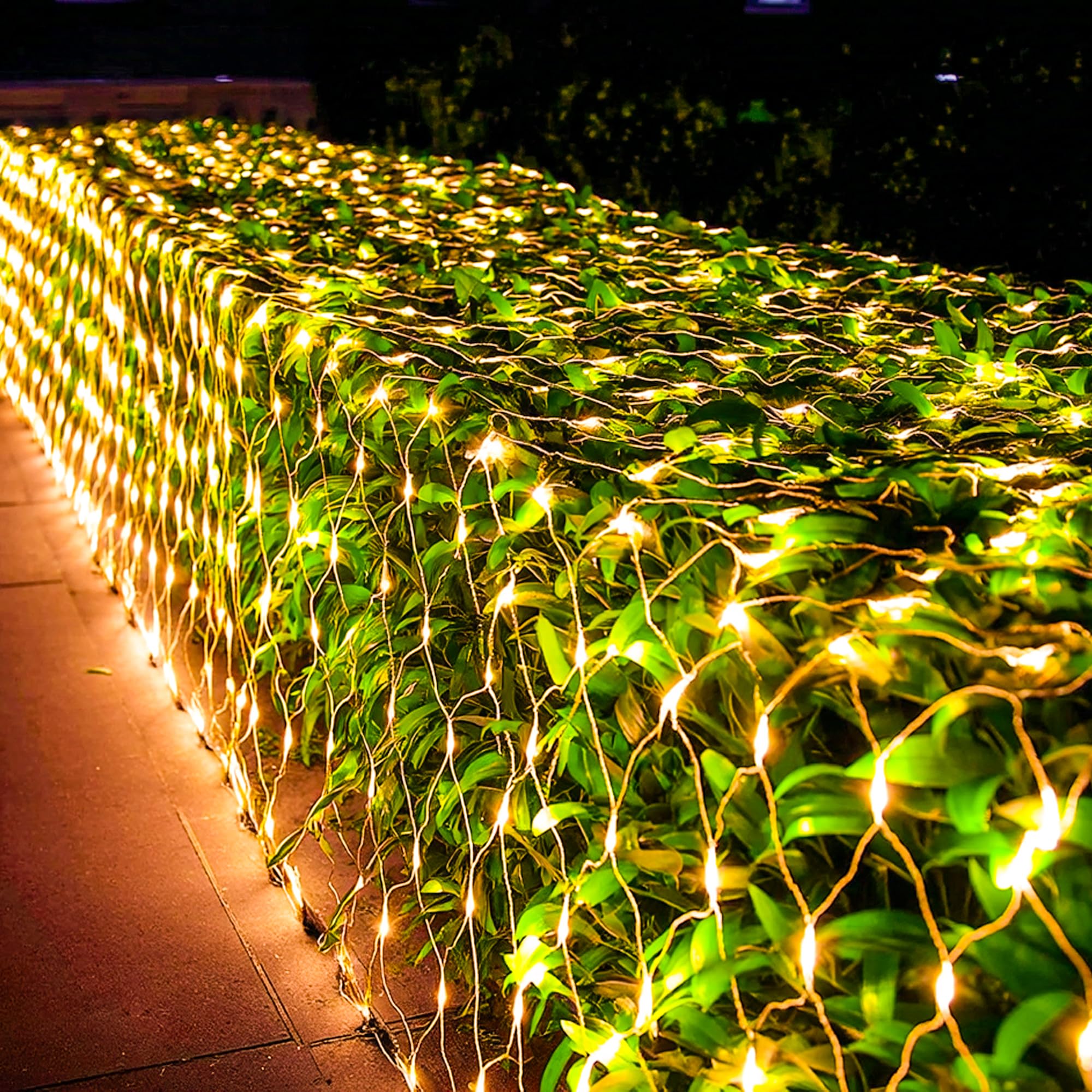 Lichternetz Außen 3x2m – 208 LED Warmweiß, Mit Fernbedienung, 8 Modi, Timer, IP65 Wasserdicht, Für Garten, Büsche, Terrasse & Weihnachtsdeko Lichternetz Außen Warmweiß