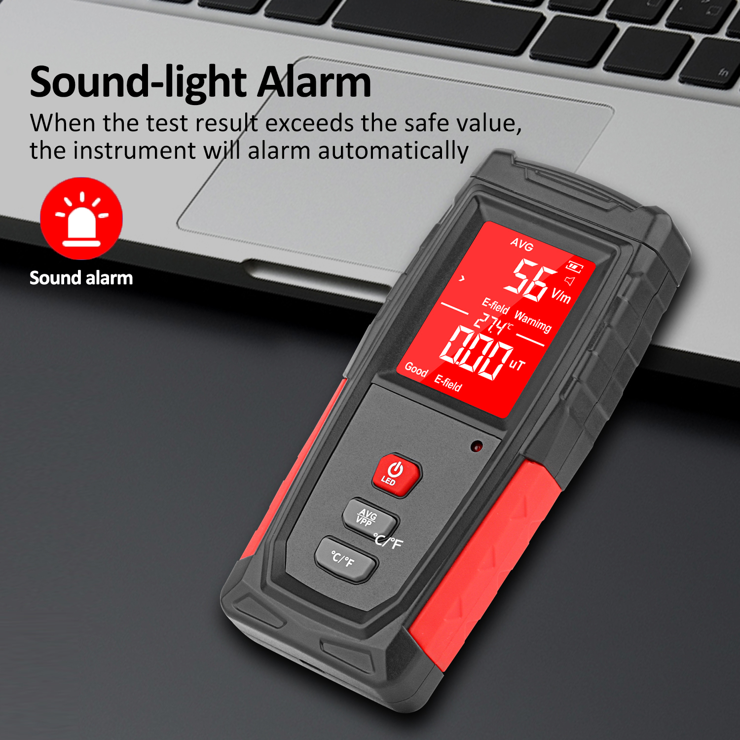 Image of EMF Meter, XRCLIF Digital Electromagnetic Radiation Detector, Hand-held EMF Tester for Home /Outdoor, Ghost Hunting Equipment, Electric Field /Magnetic Field Monitor with LED Light & Sound Alarm