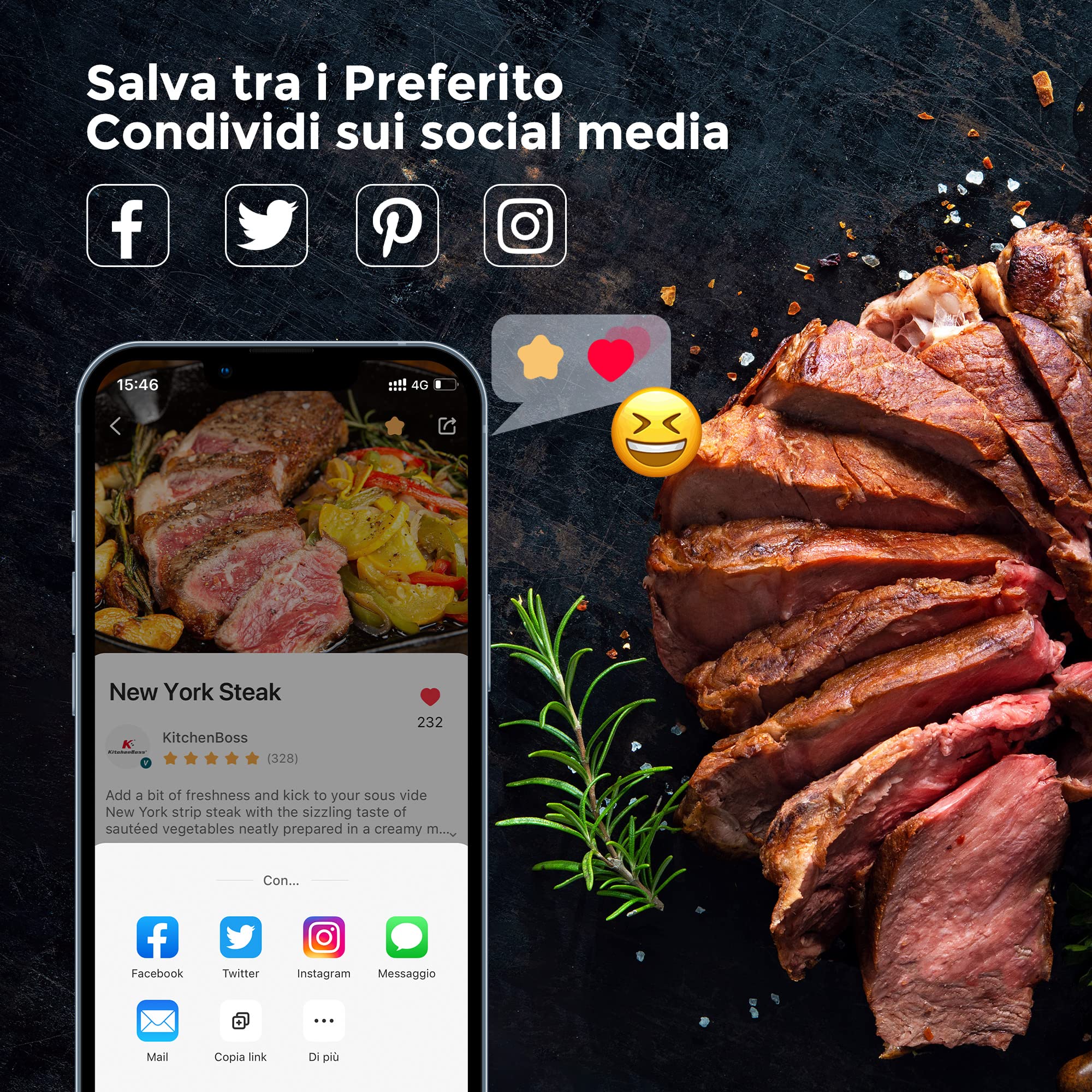 KitchenBoss G330 WLAN Sous Vide Roner 1100W IPX7 APP 40-90℃
