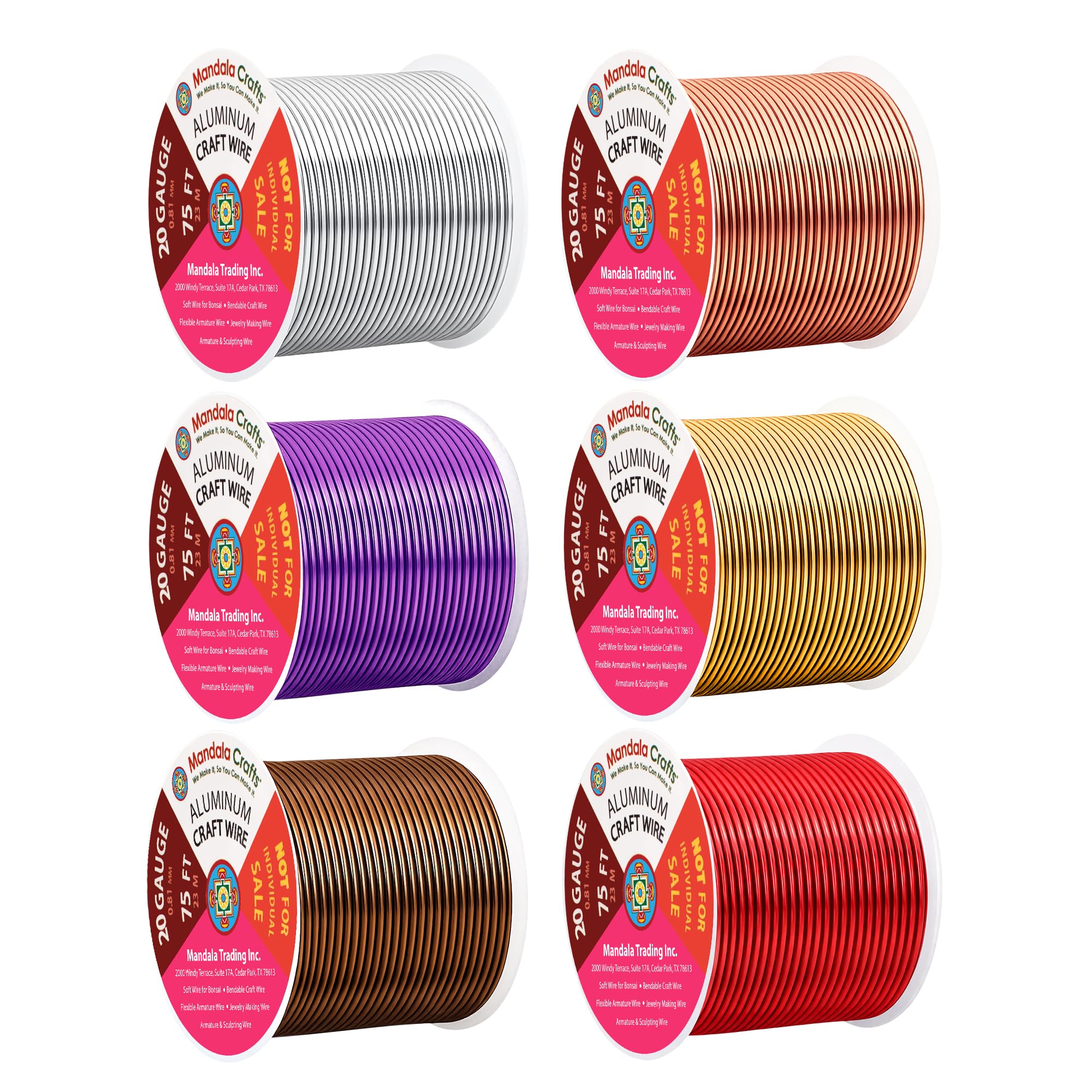 Mandala Crafts 20 GA Purple Brown Red Assorted Anodized Aluminum Craft Wire