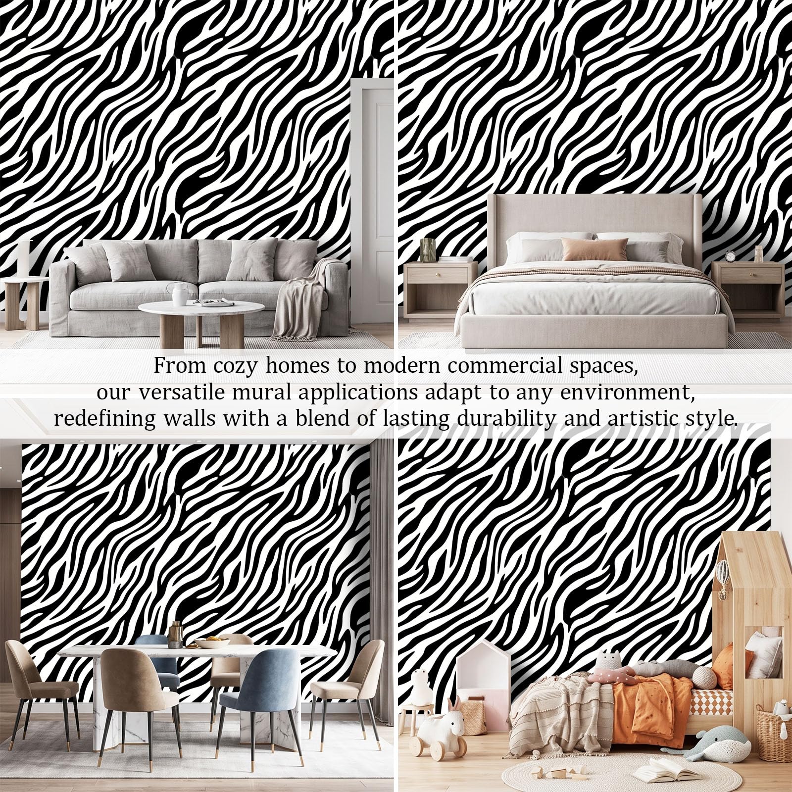 3D panoramiczna fototapeta klasyczny nadruk zebra paski 300 x 210 cm mural