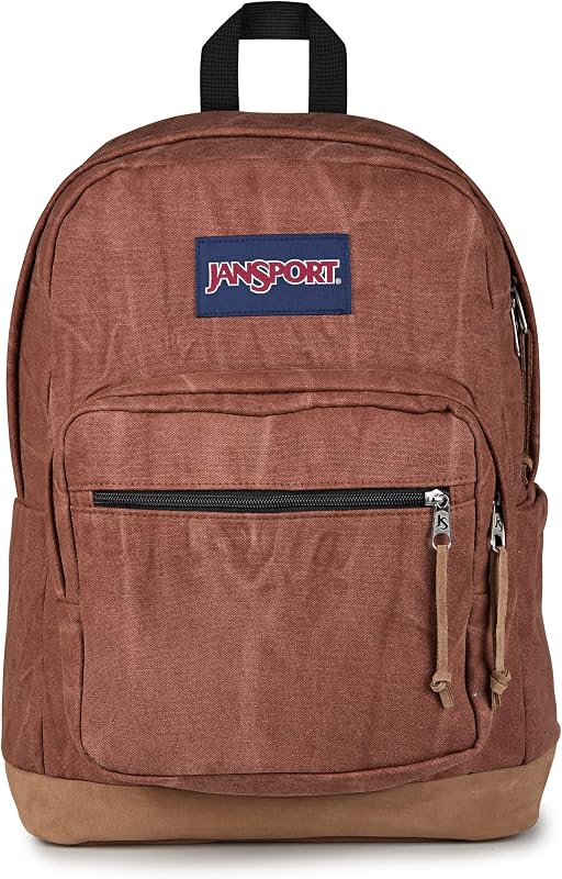 Mochila JanSport Right Pack Expressions: compartimento acolchado para portátil de 15 pulgadas, bolsillo para botella de agua, bolsillo utilitario con solapa, lona envejecida marrón/marrón claro/marrón oscuro