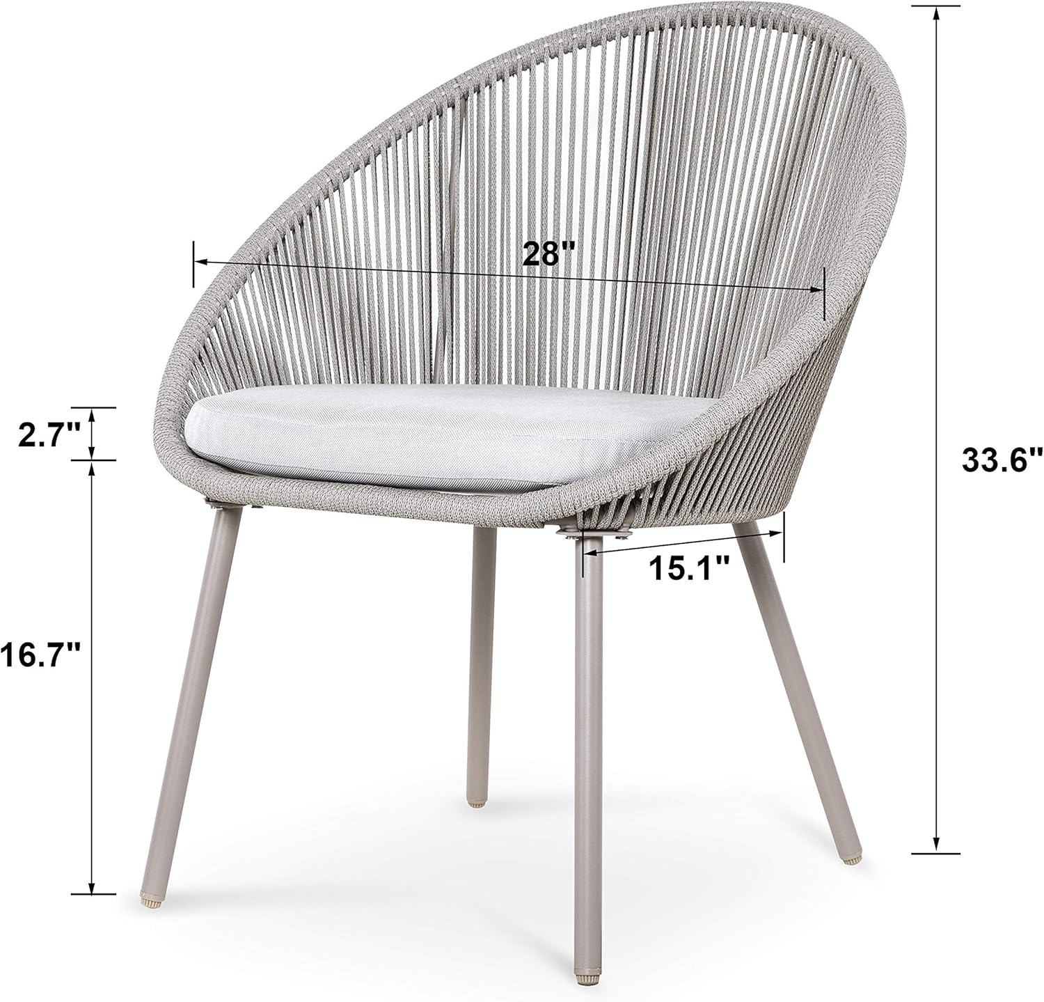 Nuu Garden 3 Piece Patio Table Set Outdoor All Weather Woven Rope Patio Conversation Bistro Set with Cushions, Patio Furniture Sets for Balcony, Garden, Balcony, Deck, Backyard, Gray : Patio, Lawn & Garden