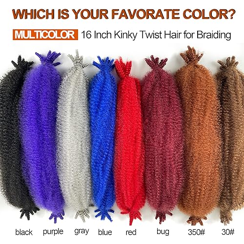 Miniatura 6 de 350 Marley Twist - Cabello trenzado de 16 pulgadas, cabello rizado de jengibre trenzado, cabello afro twist elástico, cabello crespo rojo cobre para