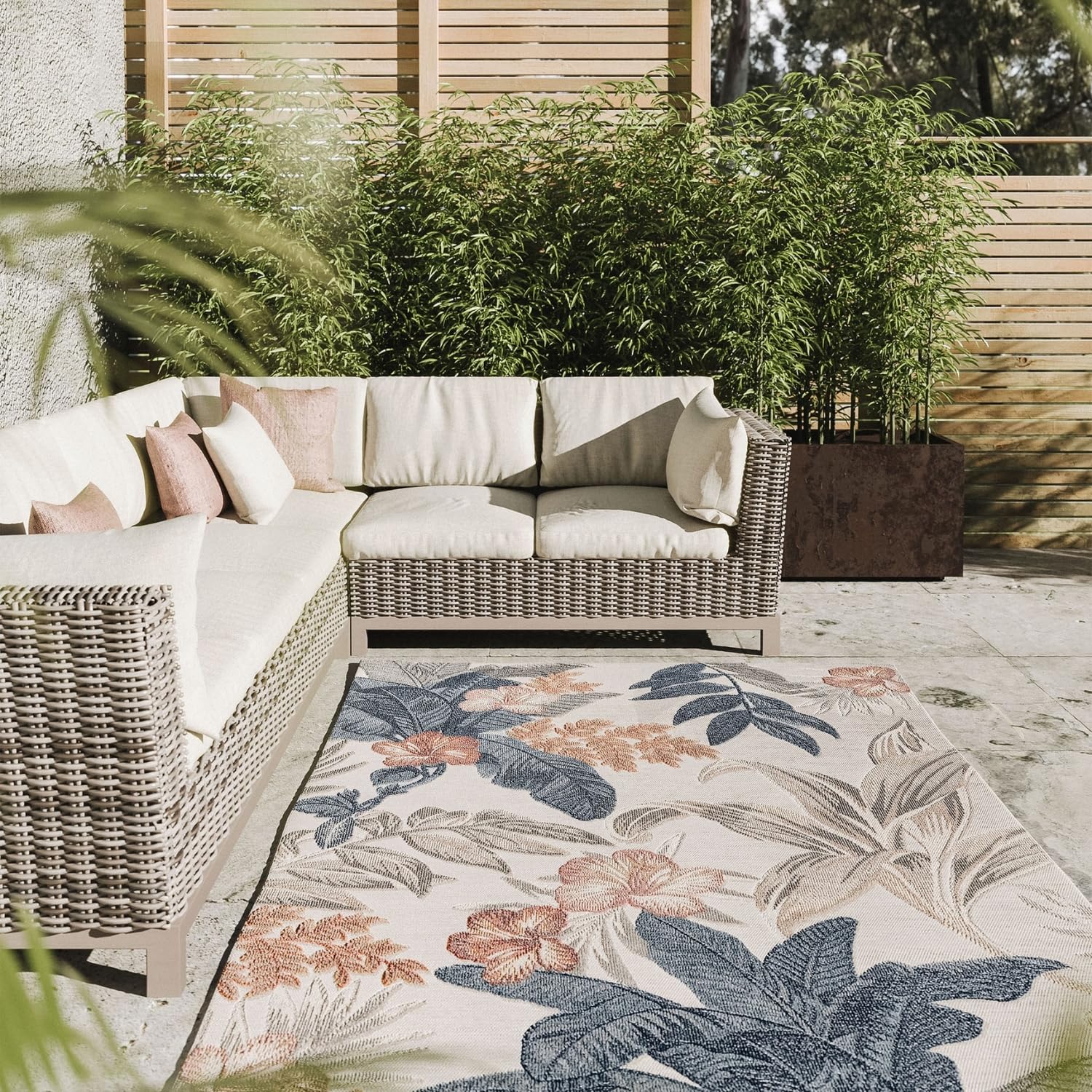 Interiyou Tapis extérieur Florenz - 160x230 Multicolore - Résistant aux UV pour Balcon, terrasse, Jardin ou Cuisine - Tissage Plat - pour d'entrée intérieur, Chambre, Salon, Bureau