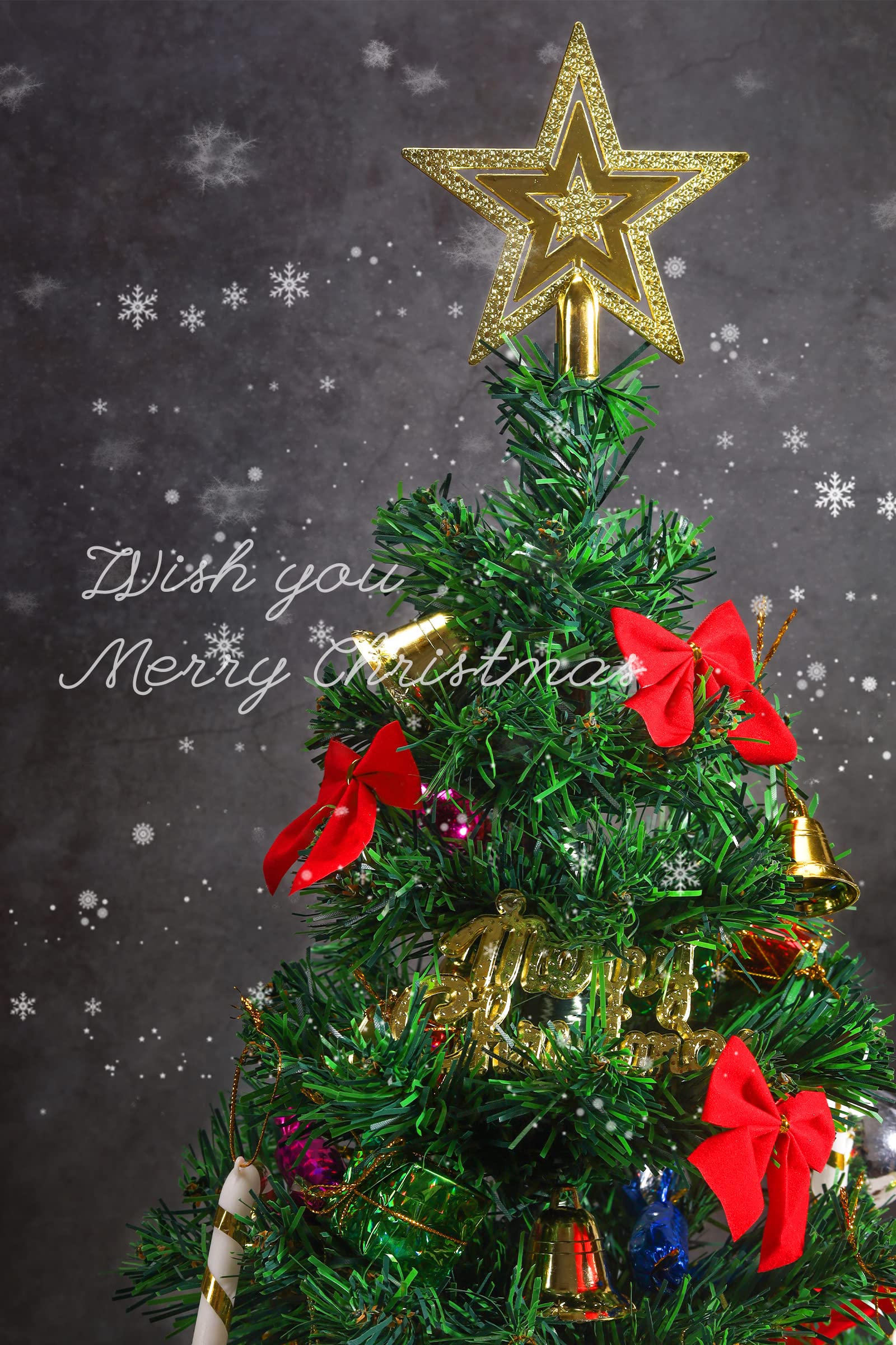 Amazon.co.jp: 27インチ 人工ミニクリスマスツリー ライト付き スター