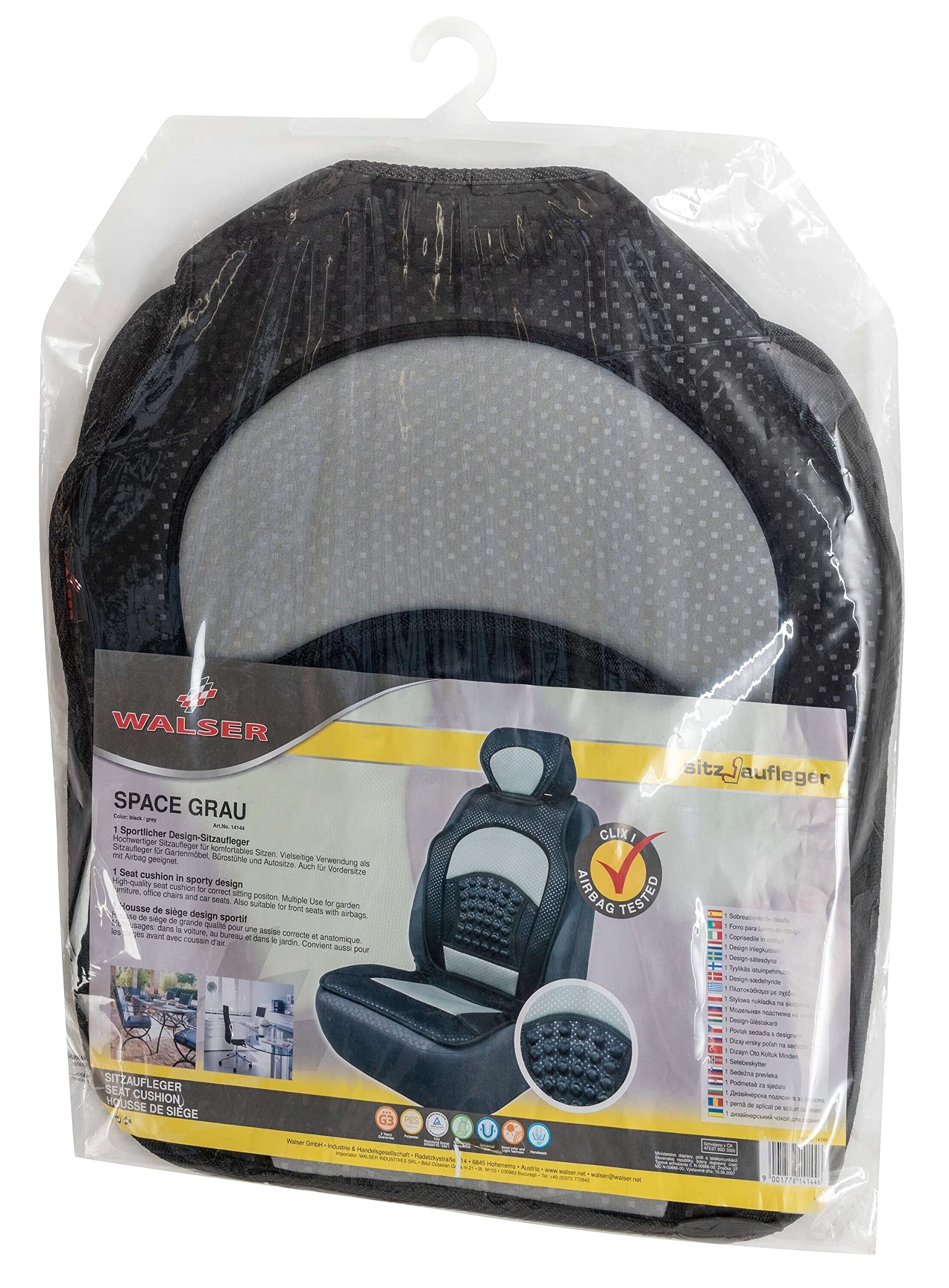 Walser 14144 Protector para asiento de coche, Negro / Gris