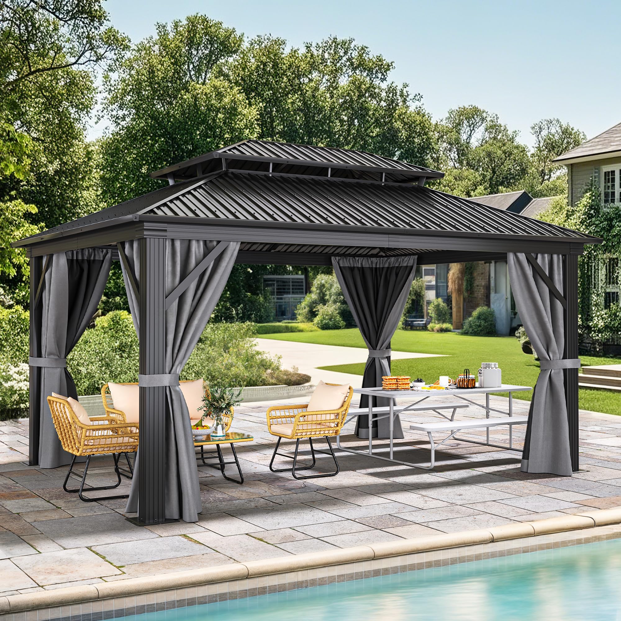 YITAHOME Vertical Stripes Hardtop Gazebo