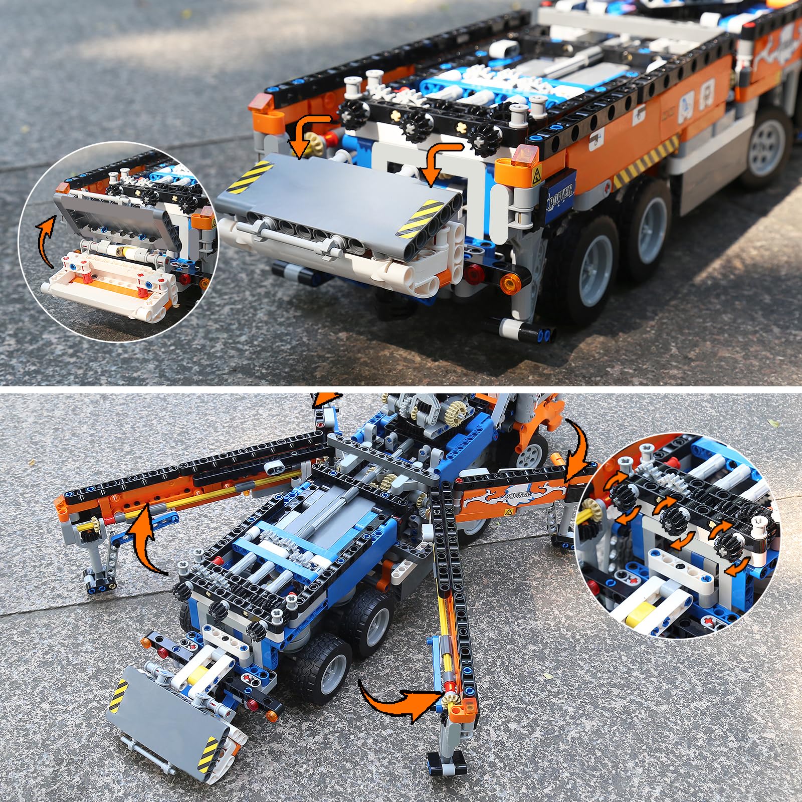 Mould King 19014 Technik Abschleppwagen Bausteine Modell, 2098 Teile Pneumatischer Betonpumpenwagen Modellbauklötze Kit als Spielzeug/Geschenk