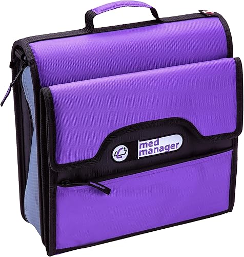 Med Manager - Organizador grande de medicamentos y carpeta médica portátil, capacidad para (15) botellas de píldoras, (11) de tamaño estándar y (4)