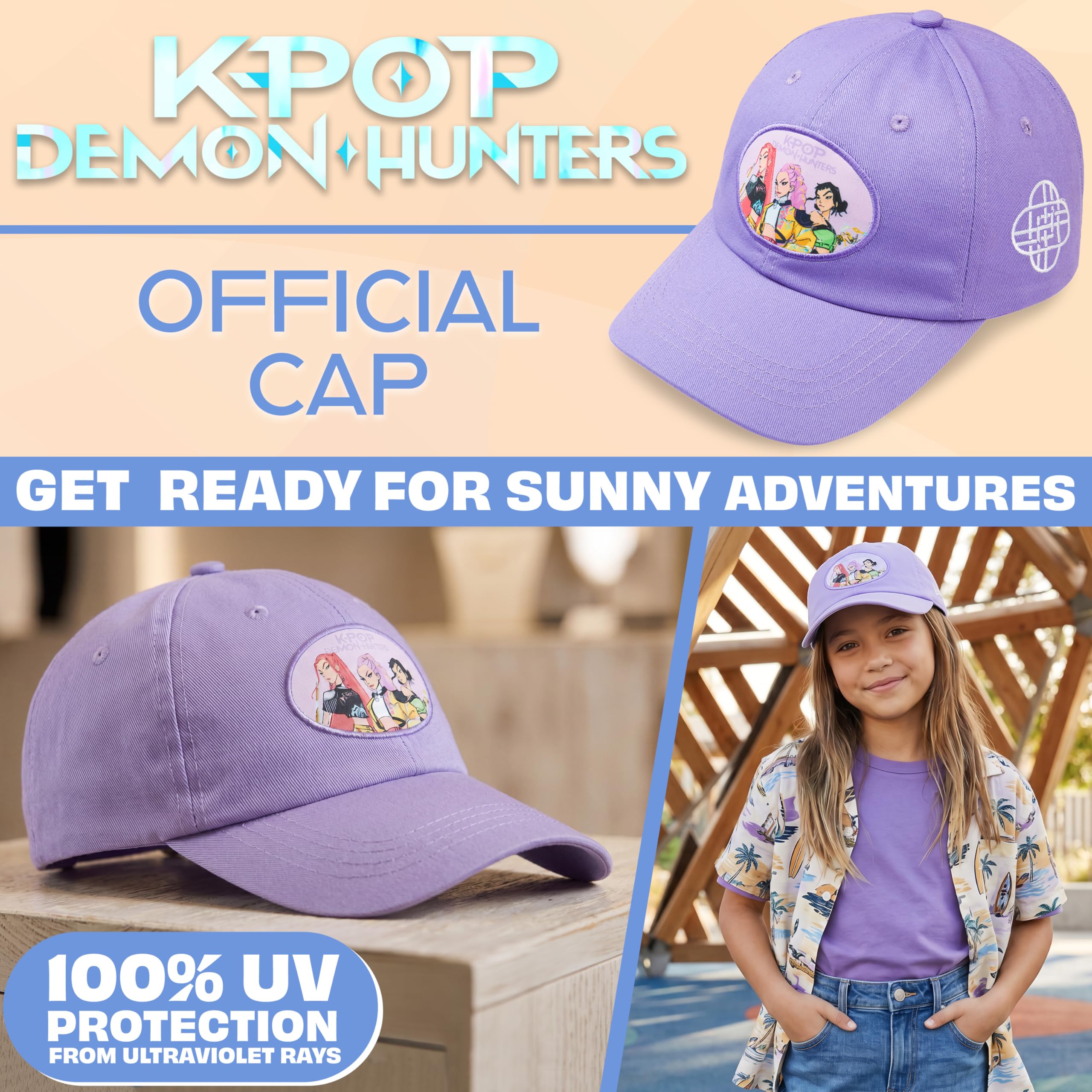 Get Trend Huntrix KPOP Demon Hunters Gorra Niña 6-14 Años, 100% Algodón, Transpirable, Gorra Beisbol Ajustable para Verano Playa Vacaciones