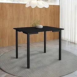 Mesa sala de jantar cozinha compacta para 4 lugares (Preto/Preto)