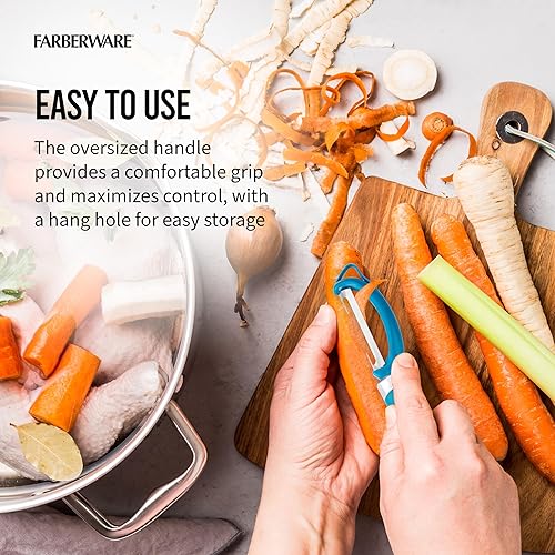 Miniatura 5 de Farberware Euro Peeler, un esencial de cocina para pelar rápida y fácilmente productos, chocolate, quesos y más. Cuenta con agujero para colgar para