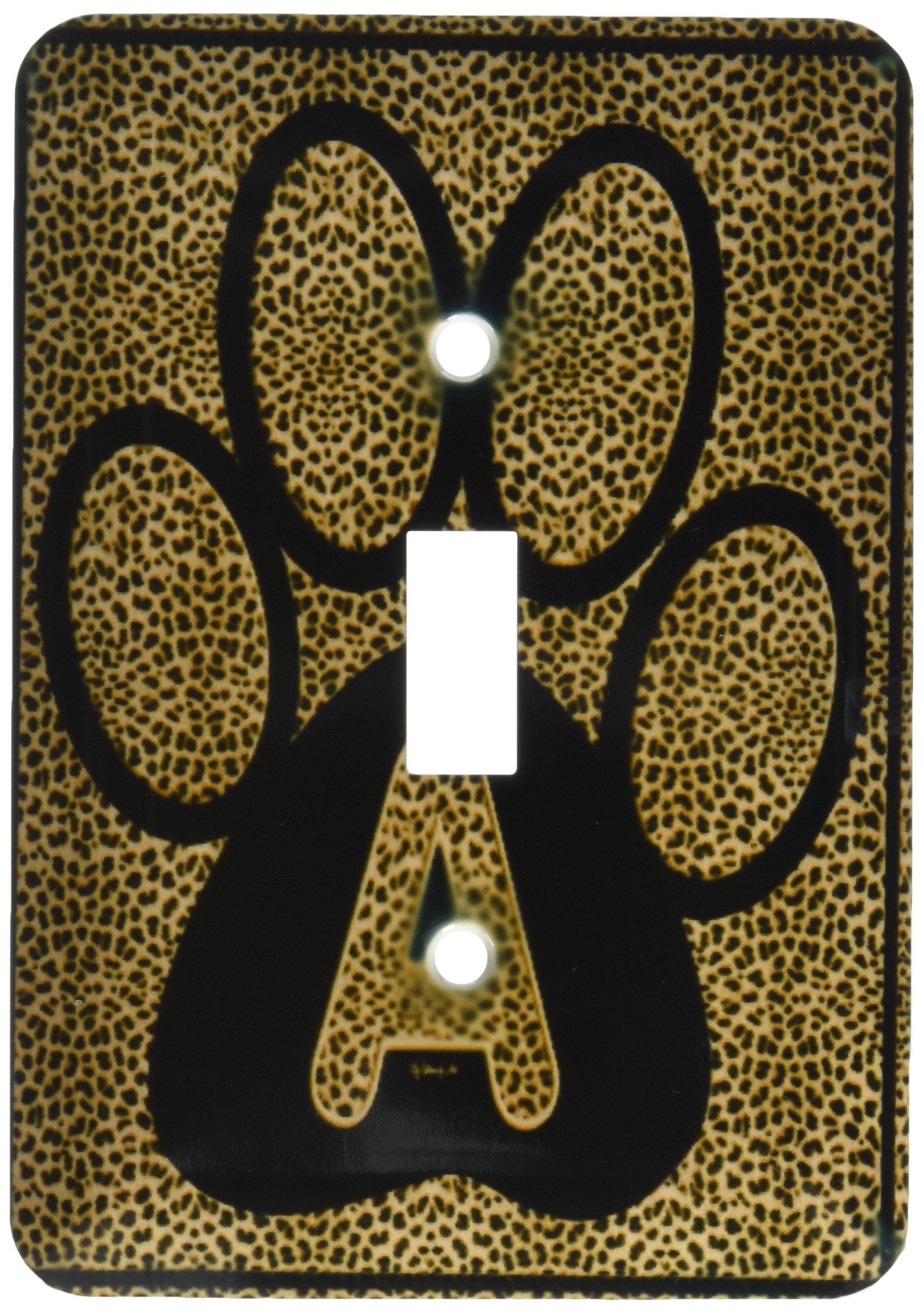Interrupteur à baïonnette Letter A motif patte de chat imprimé guépard multicolore 3dRose LSP_25934_1