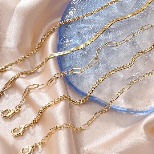 Miniatura 5 de AOZEL GoldSilver Plated Anklet Bracelets for Women Waterproof Plus Size Cuban Link Chain Ankle Bracelet for Large Ankle 9-12inch