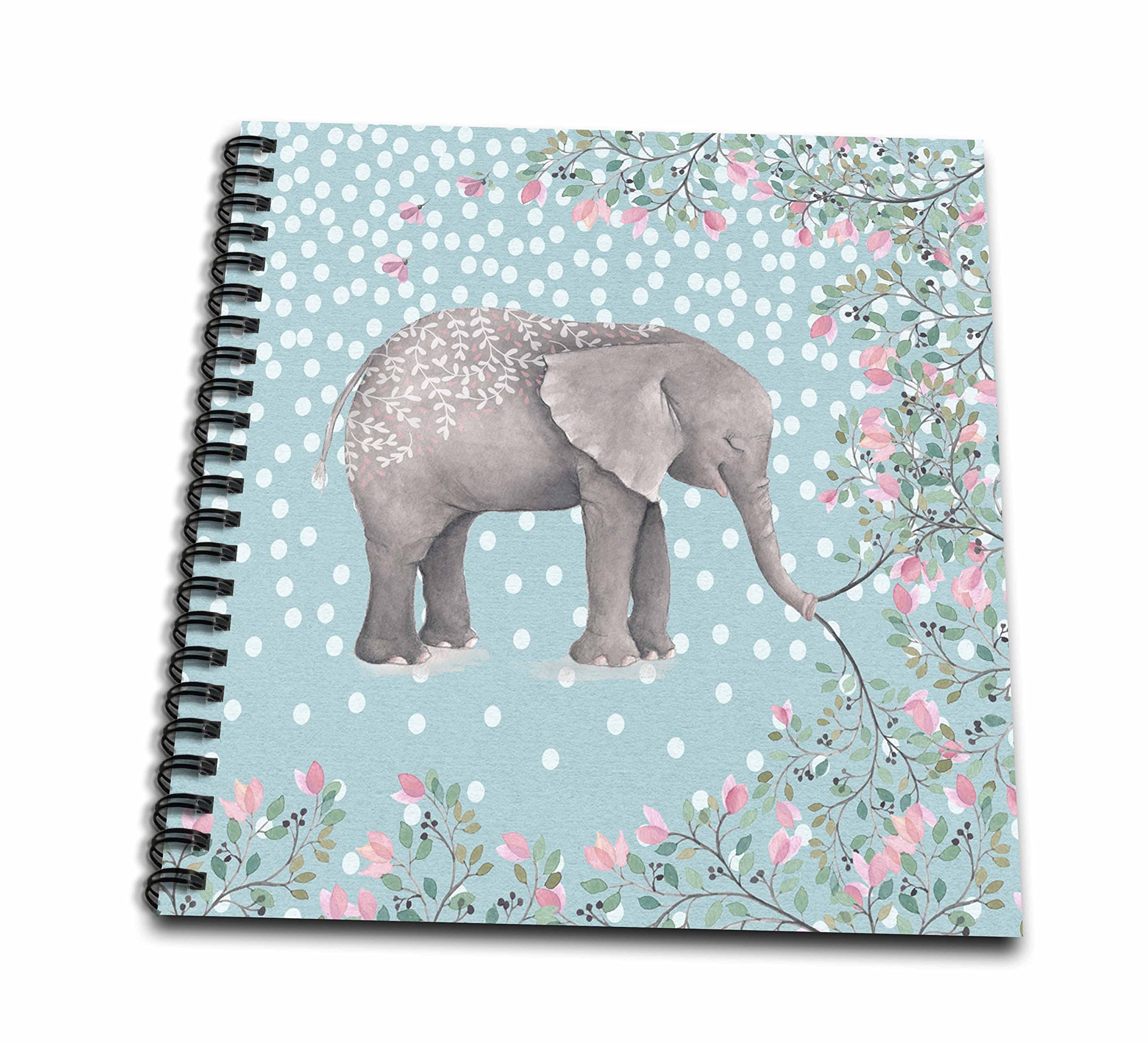 3DROSE Elephant Animal Africa floreale fiori pois illustrazione memory Book, multicolore, 12 x 30,5 cm
