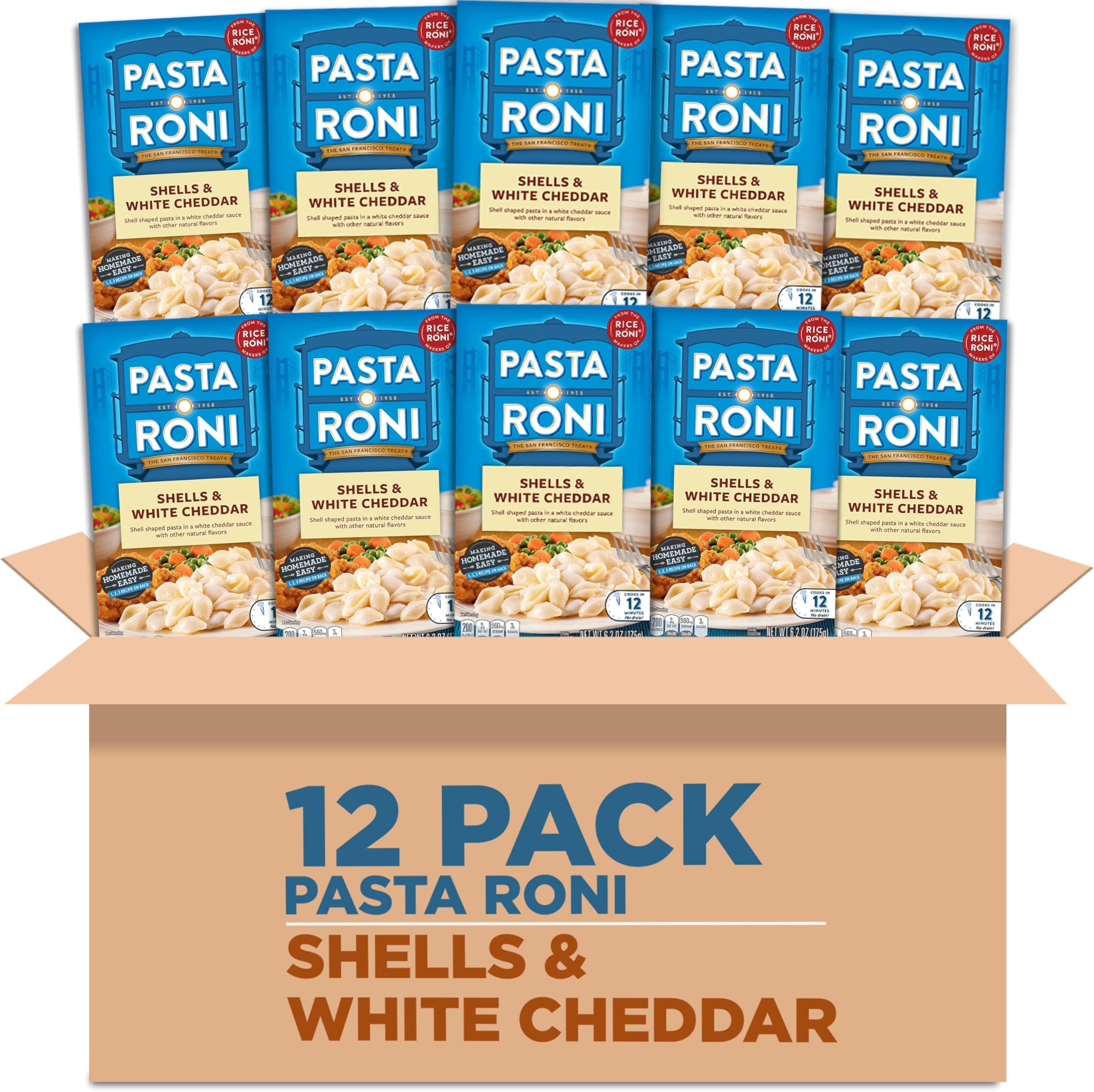 Pasta Roni Shells & White Cheddar Mix 6.2 Fl Oz (Pack of 12)