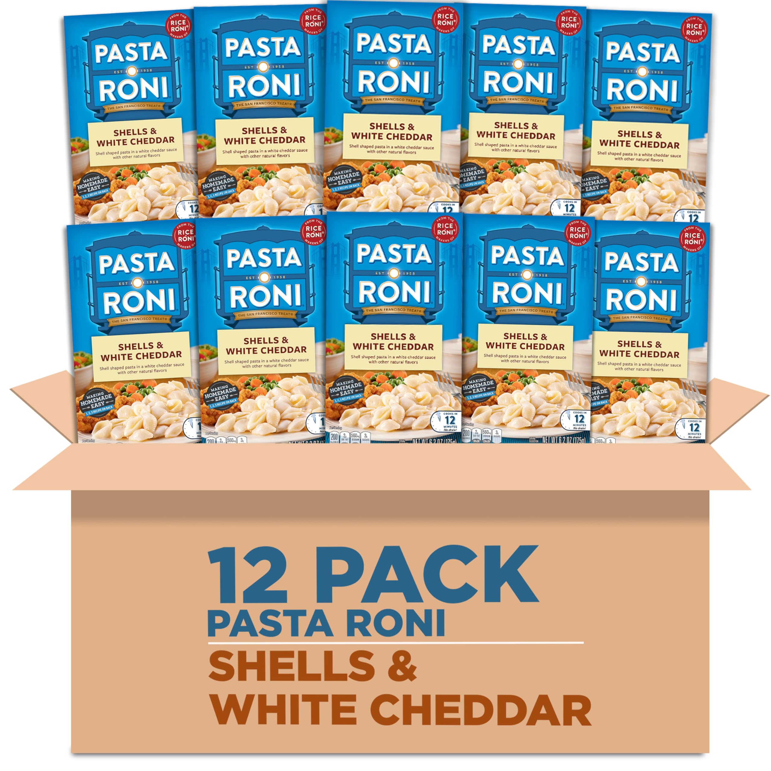Pasta Roni Shells & White Cheddar Mix 6.2 Fl Oz (Pack of 12)