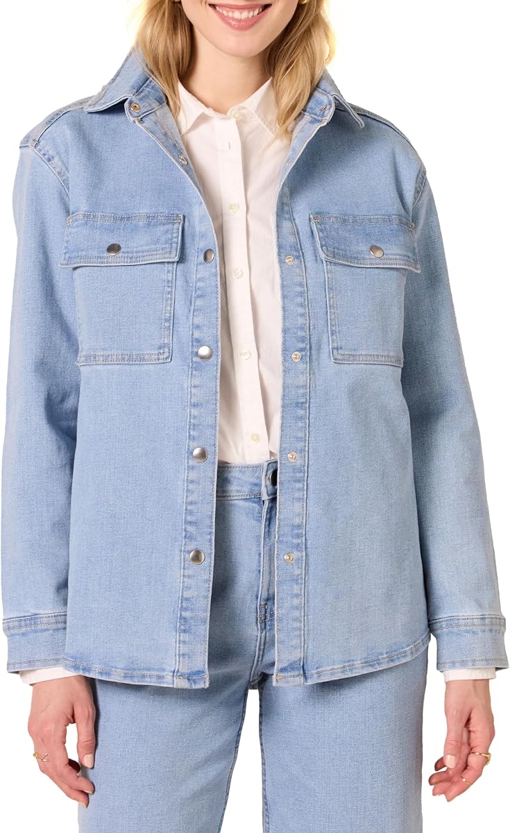 Amazon Essentials Women's Oversized-Fit Heavyweight Denim Shirt Jacket