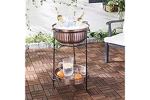 Safavieh Naka Antique Copper and Black Beverage Tub W/Stand Fire Pit