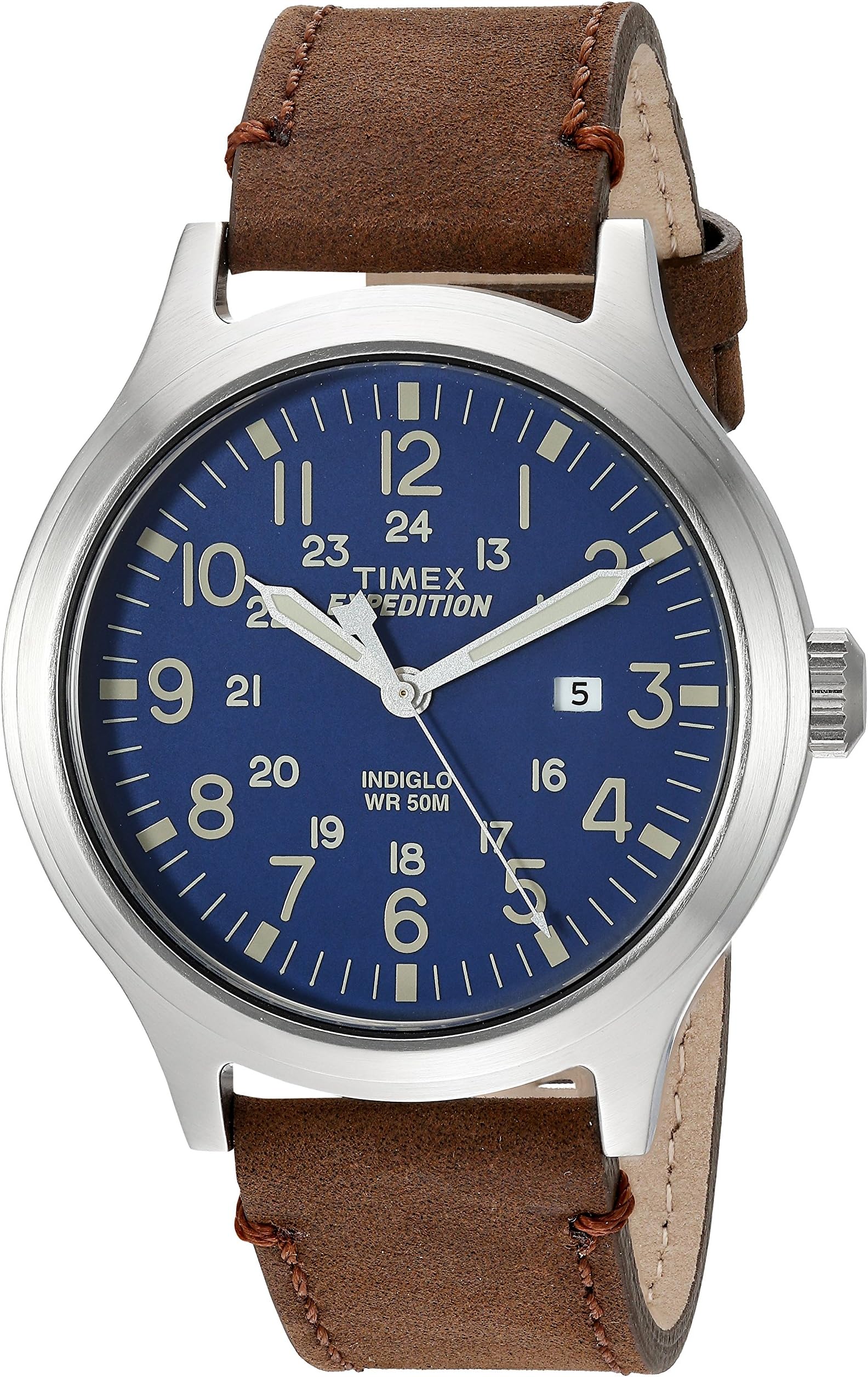 Men's 'Expedition' Quartz Brass and Leather Automatic Watch, Color:Brown (Model: TW4B064009J)