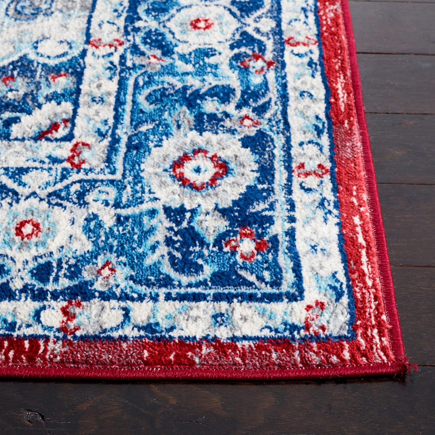 SAFAVIEH Brentwood Collection Runner Rug - 2' x 9', Blue & Red, Oriental Medallion Design, Non-Shedding & Easy Care, Ideal for High Traffic Areas in Living Room, Bedroom (BNT837N)