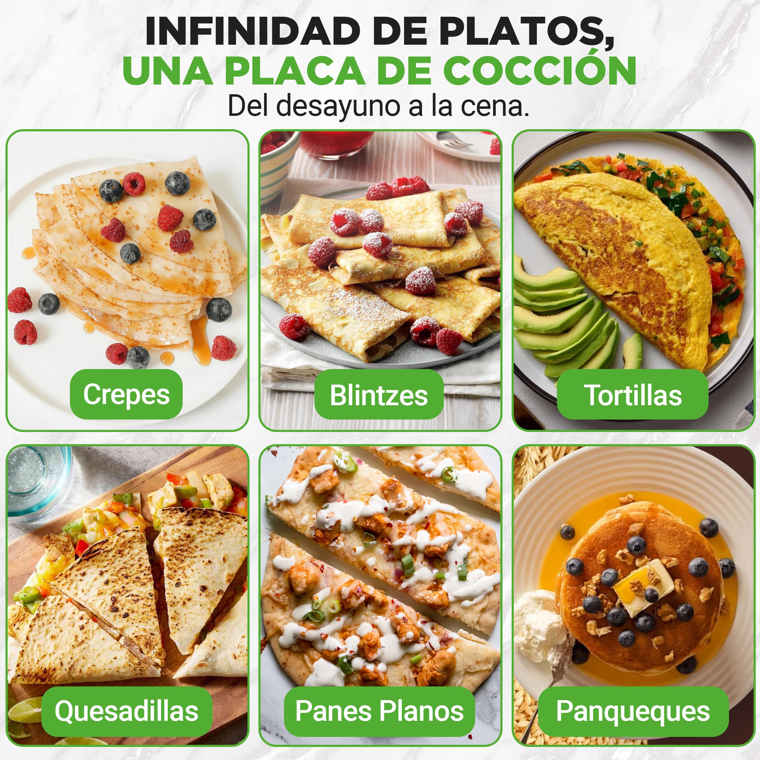 NutriChef crepera electrica, Plancha de cocina, Placa antiadherente, Luces indicadoras LED, Control de temperatura ajustable, Incluye espatula de madera y esparcidor de masa