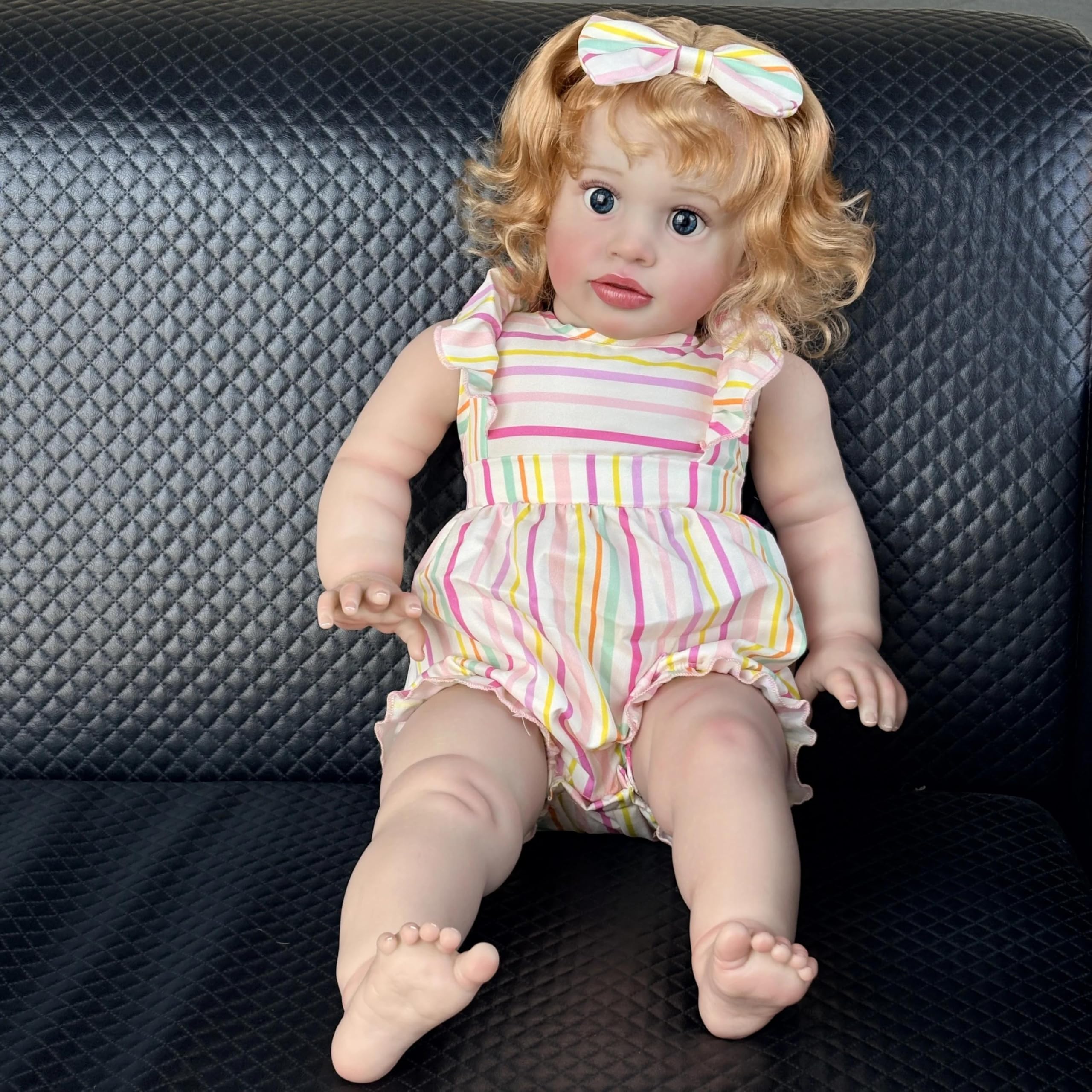 RXDOLL Bambole rinate di grandi dimensioni Pippa 66 pollici realistiche Reborn Bambole Ragazza Morbido Panno in Vinile Corpo Realistico Bambino Bambola In Piedi Ragazza Capelli Biondi per Bambini Età