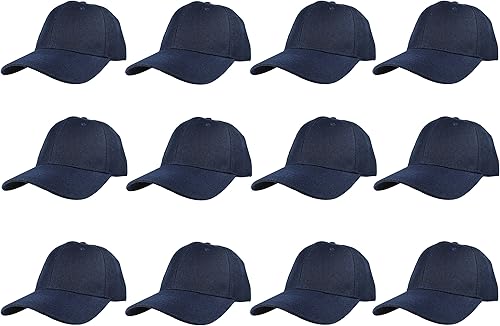 Gorras de béisbol con correa trasera ajustable, lisas, negras, 12 unidades
