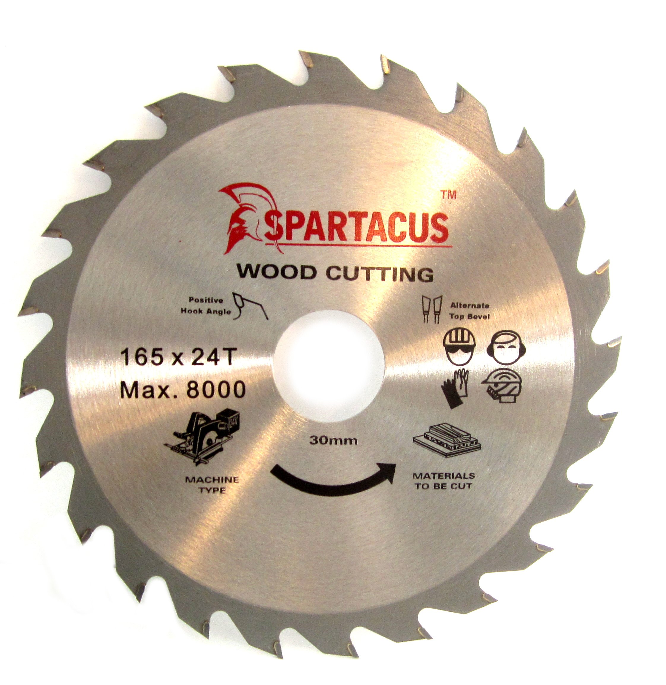 Spartacus 165Mm Diameter X 24 Teeth X 30Mm Bore Wood Cutting Circular Saw Blade
